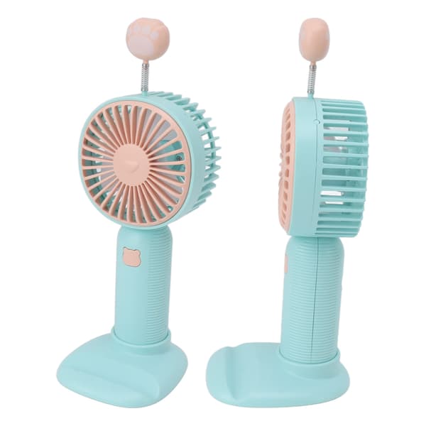 Håndholdt ventilator USB genopladelig mini bærbar skrivebordsventilator med base til udendørs indendørs mintgrøn