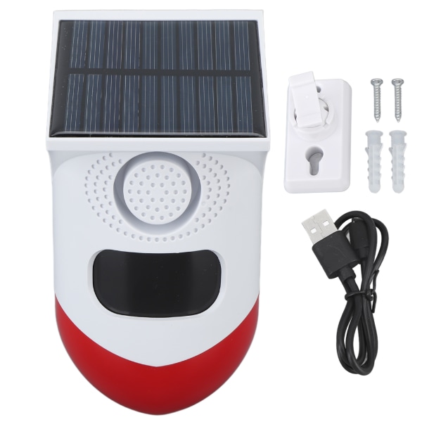 Utomhus Solcellsdriven Rörelsesensor Alarm Utomhus Solcellsdriven Säkerhet Trådlöst Alarm med Ljud- och Ljusvarning