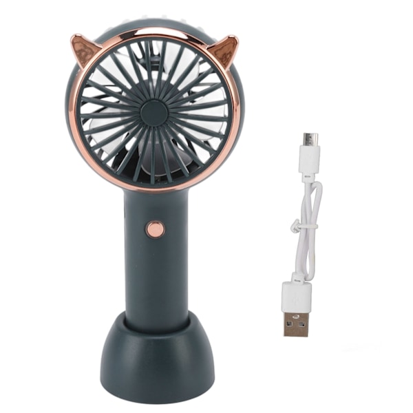 Cat Ears Handheld Fan 3 Levels USB Charging Mini Portable Handheld USB Fan for Outdoor Activities Travelling Green