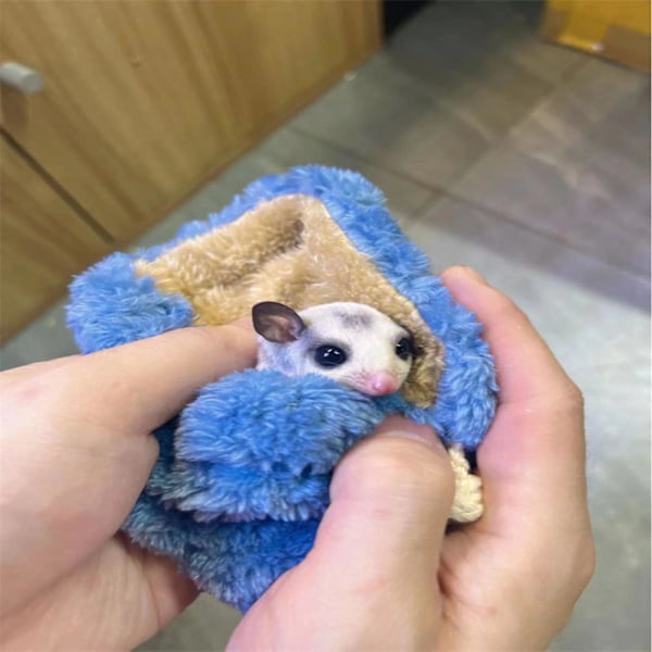 Sovsäck för små husdjur Mjuk Andningsbar Bekväm Mini Sovsäck för Sockerflygare Hamster Små Djur Blå