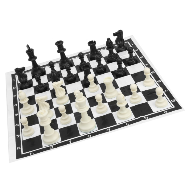 32 stk. Plastic International Chess Game Complete Chessmen Set Black and White Entertainment