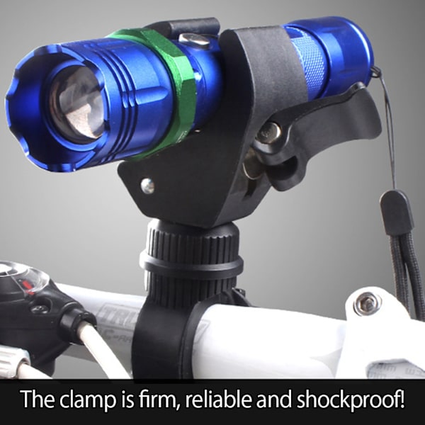 Sykkellysholder Sklisikret Universal 360 graders roterende styremontering LED-lommelyktklemme Lampeholder