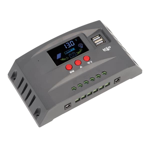 Solar Charge Controller MPPT Spårning Laddning 12V 24V Automatisk Anpassning LCD Solpanel Regulator med 2 DC USB 30A