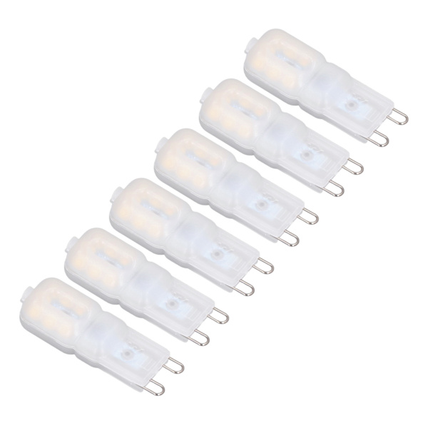 6 stk G9 LED-pærer Dimbar 3W Energisparende 360 Graders Pære til Taklamper og Pendellamper Naturlig Hvit 220-240V