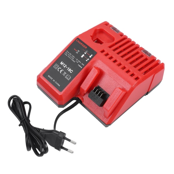 12V-18V Lithium batterioplader til Milwaukee M12-18C M18 erstatning EU stik 110-240V