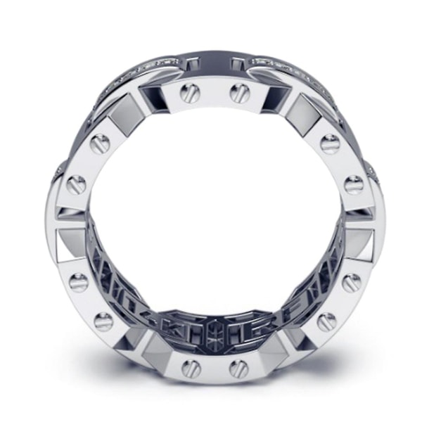 Mænd Kvinder Skinnende Rhinestone Indlagt Finger Ring Forlovelse Bryllupssmykker Gave Rose Gold US 9