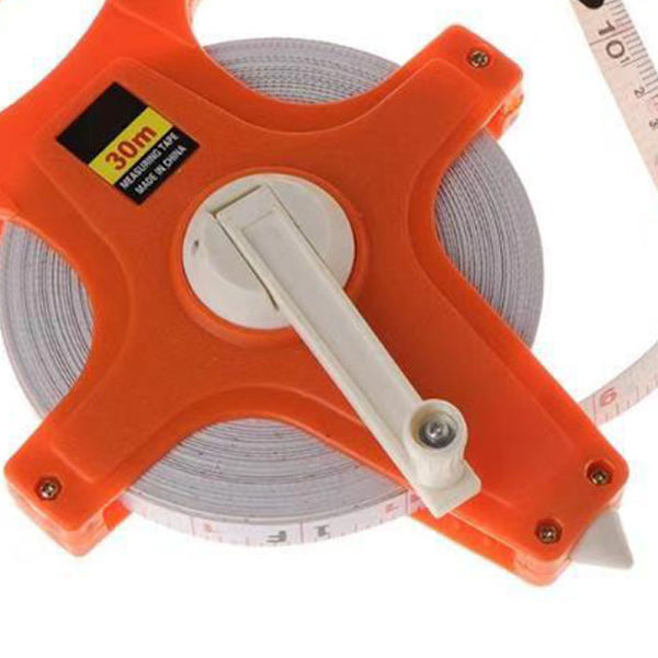 Handvev måttband med spik Bärbar plast ram Fiber mätband 12,5 mm bredd 30 meter