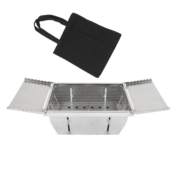 Mini Vikbar Vedspis Rektangulär Rostfritt Stål Lätt Vikt Vedgrillspis för Camping utomhus