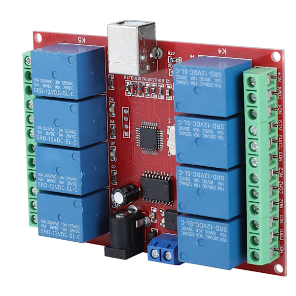 8-kanals 12V computer USB Intelligent kontrolkontakt relæmodul Gratis driver