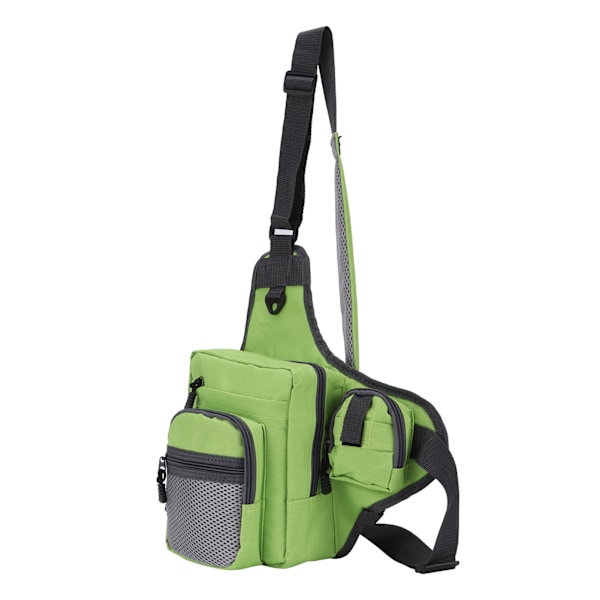 Polyester multifunktionell crossbody-väska för fiskeredskap med justerbara axelremmar (grön)