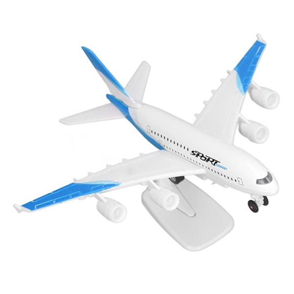 Legeringsflymodel Flymodel 5 Lys Passagerfly Legetøj med Display Stativ Blå
