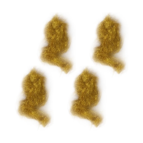 4-pack längst hår konstgjord päls fluffig syntetfiber hårkrokbindningsmaterial guld