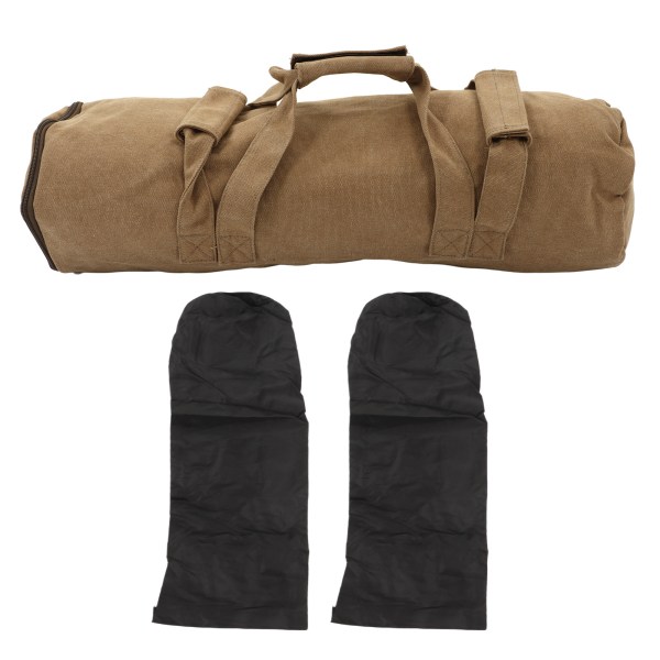 Fitness Sandbag Justerbar vikt Bärbar Canvas Training Body Sandbag med handtag för tyngdlyftning Khaki