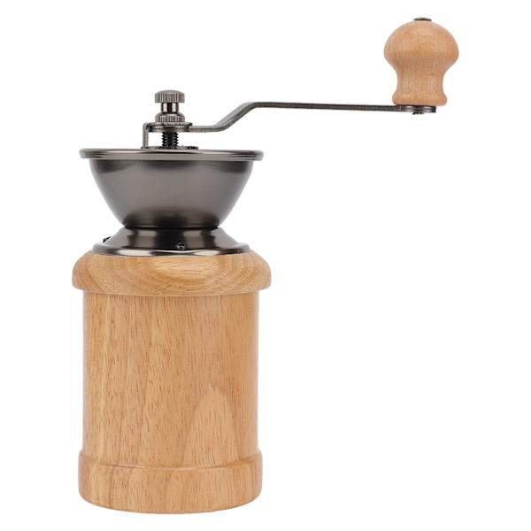 Kaffe Kvern Manuell Eik Rustfritt Stål Retro Ergonomisk Sveiv Håndtak Konisk Sliping Kjerne Bærbar Kaffe Bønne Kvern Lys Farge