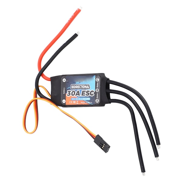 GTSKYTENRC Bidirektionell 30A Borstlös ESC Elektrisk Hastighetsregulator för RC Bil Båt Undervattenpropeller