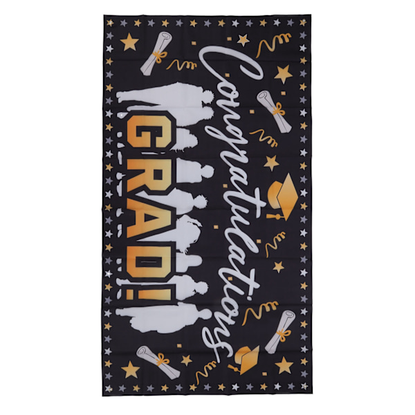Graduation Banner 71x38in Holdbart Polyester Stof Farveløs 4 Øjer Nem Installation Tillykke Grad Banner til Fest C