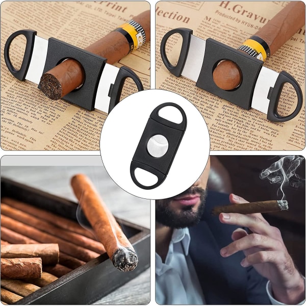 Cigarrskärare med dubbelblad i rostfritt stål - svart