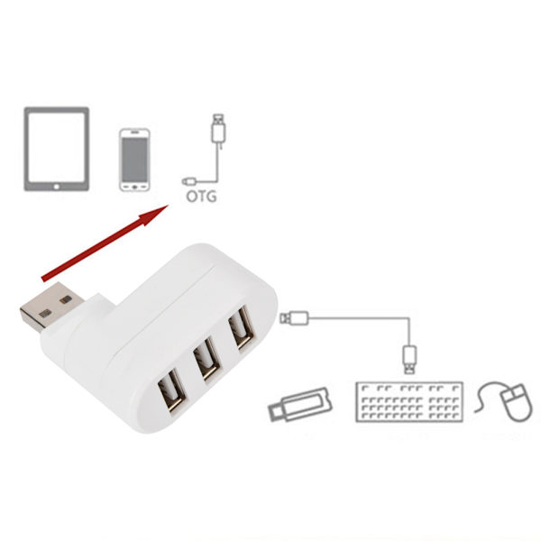 USB Hubs Porte USB 2.0 Mini Rotate Splitter Adapter Hub til PC Notebook Laptop Mac Hvid