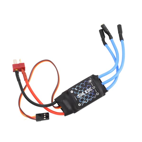 RC Elektrisk Hastighetskontroller 30A med T-plugg Lang Ledning RC Børsteløs ESC for Oppgradering av Fastvingefly