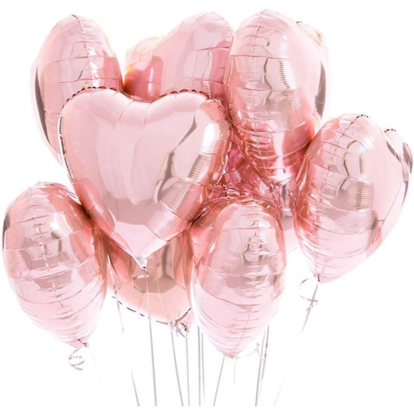 Roseguld hjerteballonbuket til romantisk valentinsdag, forlovelse og bryllupsdekoration