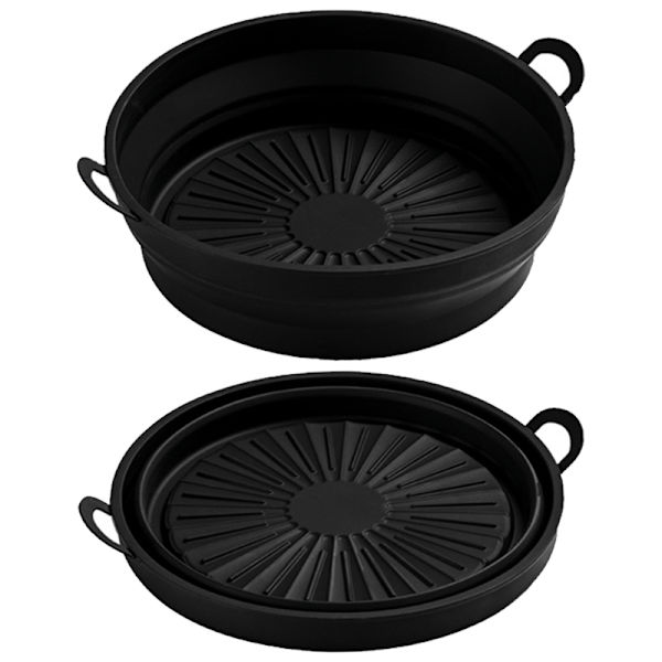 Foldbar 8,5 tommer friture silikoneforing fødevarekvalitet høj temperaturbestandig rund friture silikonepotte 8,5 tommer sort