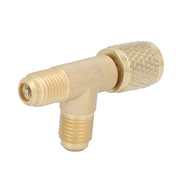 Snabbkoppling Tee Adapter med Ventilkärna Mässing 1/4in SAE Robust Struktur för R22 R12 R134