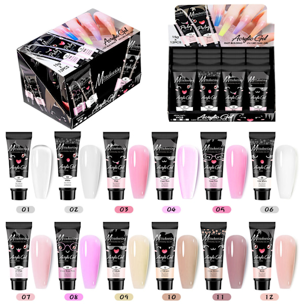 12 färger snabbförlängning lim paljetter set nail art fototerapi kristall förlängningslim fototerapi förlängningslim A3