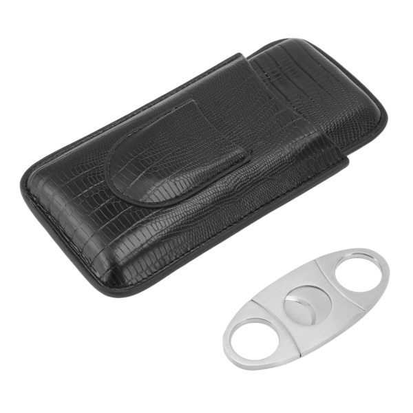 Cigar Leather Case Travel Portable Cigar Holder with Cigar Cutter Accessories Set for Gift Giving