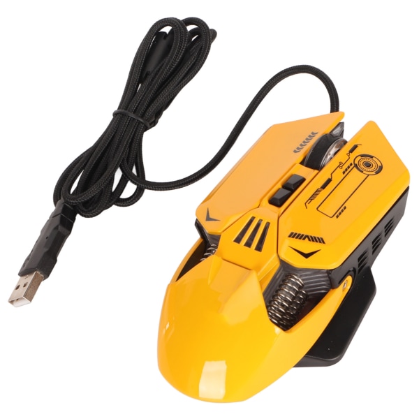 Kablet mus Ergonomisk RGB bakgrunnsbelyst Justerbar DPI 7 programmerbare taster Gaming Mus for Gaming Office Study Gul