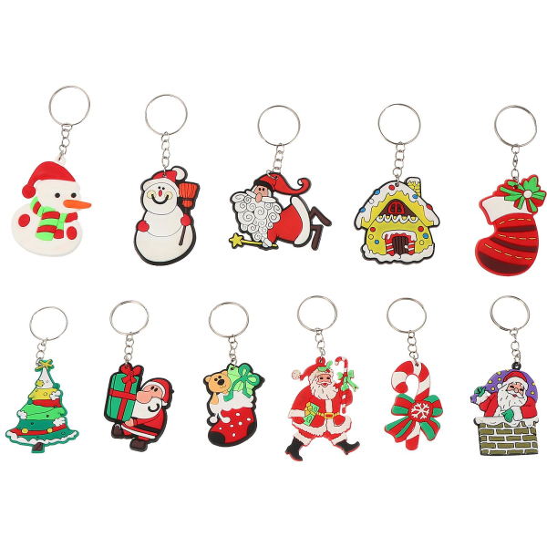 22stk Delikat julenøkkelring Creative Santa Snowman Nøkkelring Til Bag