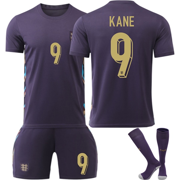 2425 England borta mörkblå nr 9 Kane fotbollsstil fotbollsuniform kostym vuxna barn storlek No. 9 Kane 16（90-100CM)