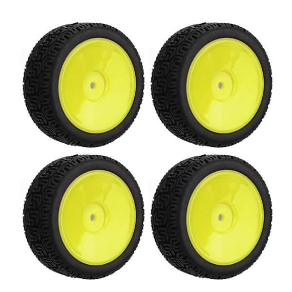 4st 1/10 RC Däck Set Gummi Stark buffrande Hög slitstyrka Slitstarka hjul Set för 1/10 platt sportbil Gul