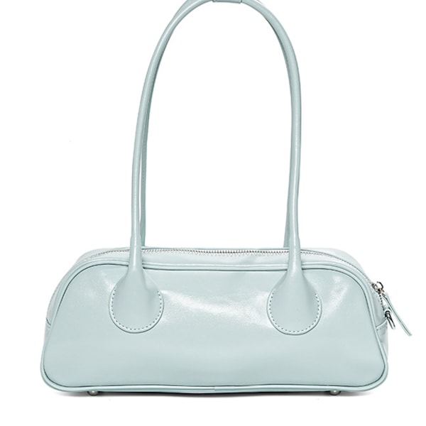 Lys Blå Ku Skinn Baguette Veske Romslig Underarm Skulder Tote 32x9x12cm Stilig og Slitesterk Design Light Blue About 32*9*12cm