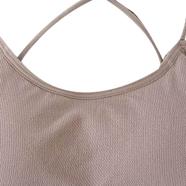 Kvindes Kort Tanktop Krydsende Spaghettistropper Slim Fit Polstret Tanktop til Daglig Brug Grå Fri Størrelse