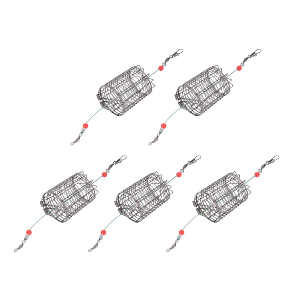 5 kpl Kalastussyöttihäkit Viehehäkki ruostumattomasta teräksestä pyydysten korin syöttölaitteen pidike M