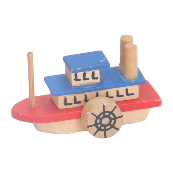 Miniatyr dukkehusbåt 1/12 skala Mini middelhavs fiskebåtmodell for dukkehusdekorasjon
