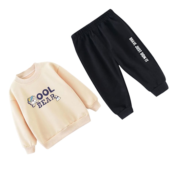 Børnesweatshirtbukser Sæt 2 Dele Moderigtigt Komfortabel Toddler Trøje Top Sweatpants Dragt til Drenge og Piger 90cm / 35.4in (Højde 80‑90cm)