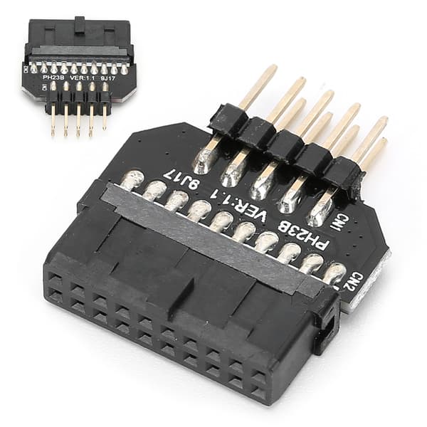 Frontpanel Stikforbindelse Bundkort Adapter Plastikskal USB3.0 19-Pin til USB2.0 9-Pin (PH23B)