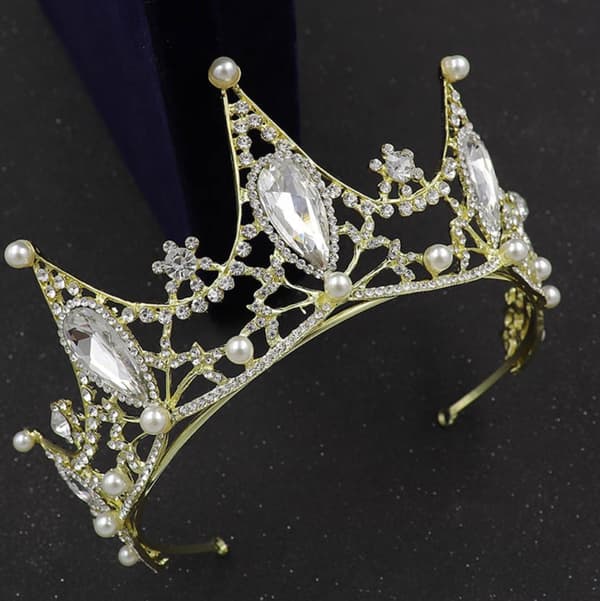 Crystal Pearl Crown Tiara (gull)