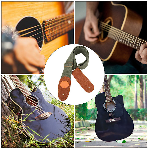 Høykvalitets universell gitarstropp for elektriske/akustiske gitarer bass (militærgrønn)