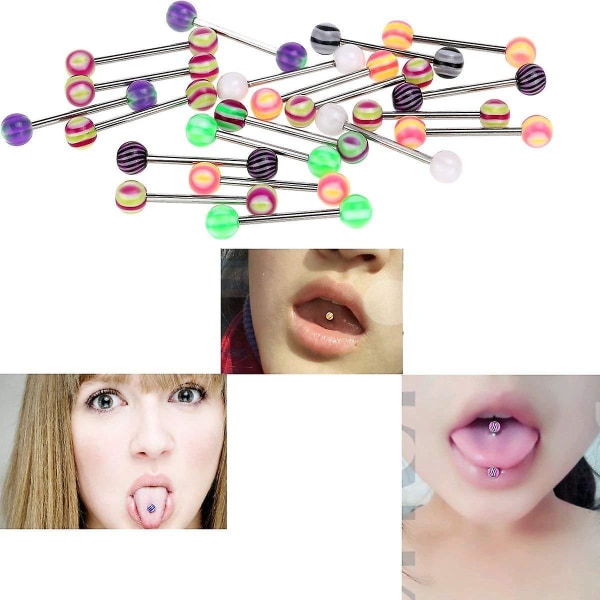 Akryyli Tongue Nails Set - 100 kpl | Satunnainen väri | Punture Tongue Barbell Stick