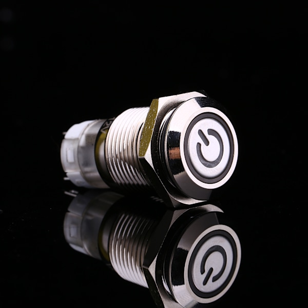 Auto 16mm 1NO 1NC Anslutning 12V Metall LED Vippströmbrytare Låsande Tryckknapp LJ