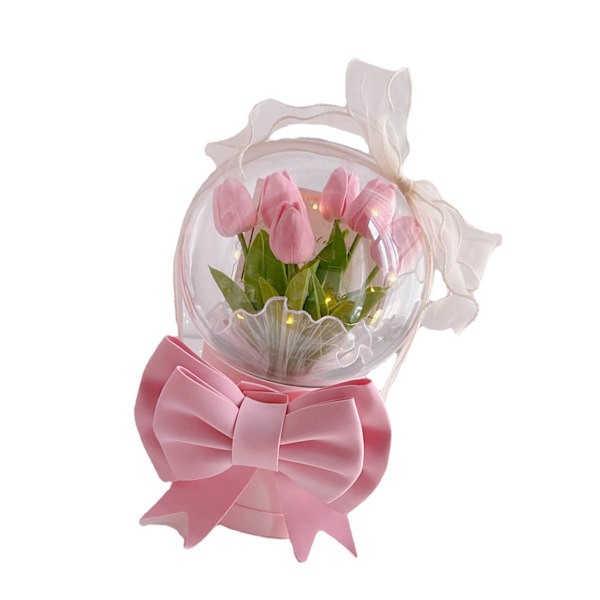 DIY Håndlavet Tulip Night Light Romantisk Soveværelse Sengen Sovelampe Ambient Lampe Bord Natlampe Pink