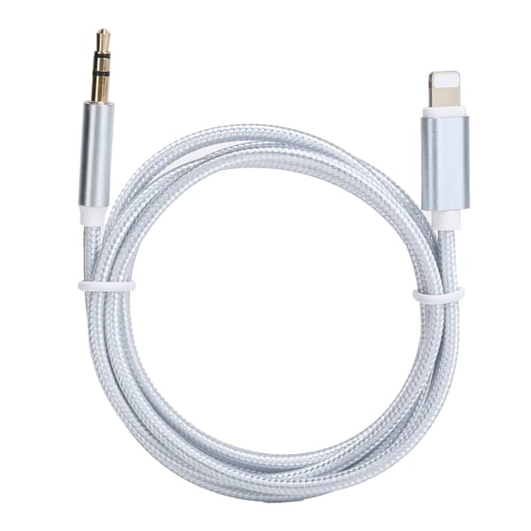 IOS AUX-kabel 3,5 mm lydadapter nylonflettet hvit