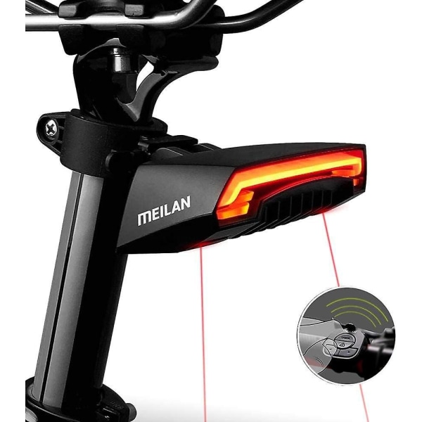 Trådløs fjernbetjening cykelbaglys med automatiske blinklys, bremselys, USB genopladelig cykelsikkerhedsadvarselslys