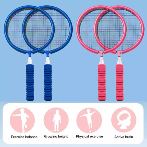 Badmintonracketsett Bærbare badmintonracketer med 2 fjerbolder og bæreveske for barn