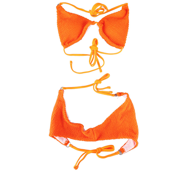 Crosscross Bikini Set Tie Side Ren färg Dam 2 delar Baddräkt Baddräkt för sommar Beach Simning Orange M