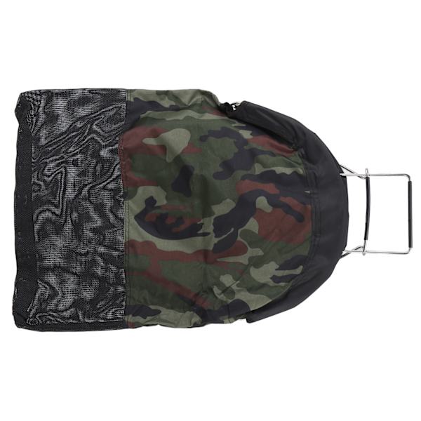 Fiskenet Taske Mesh Taske Rustfrit Stål Fjeder Nylon Camouflage Foldbar Stor Kapacitet Holdbar Oxford Klud Enhåndsbetjening til Fiskeri Dykning