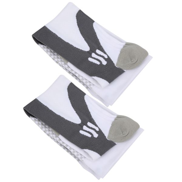 2 par/ set utomhussport kompressionsstrumpor Benstöd Stretch löpstrumpor under knäVit