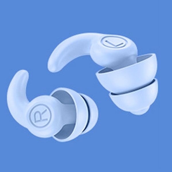 1 par silikone ørepropper til søvnstøjreduktion Lydisolerende støjreducerende Genanvendelige ørepropper Tredje generation blå